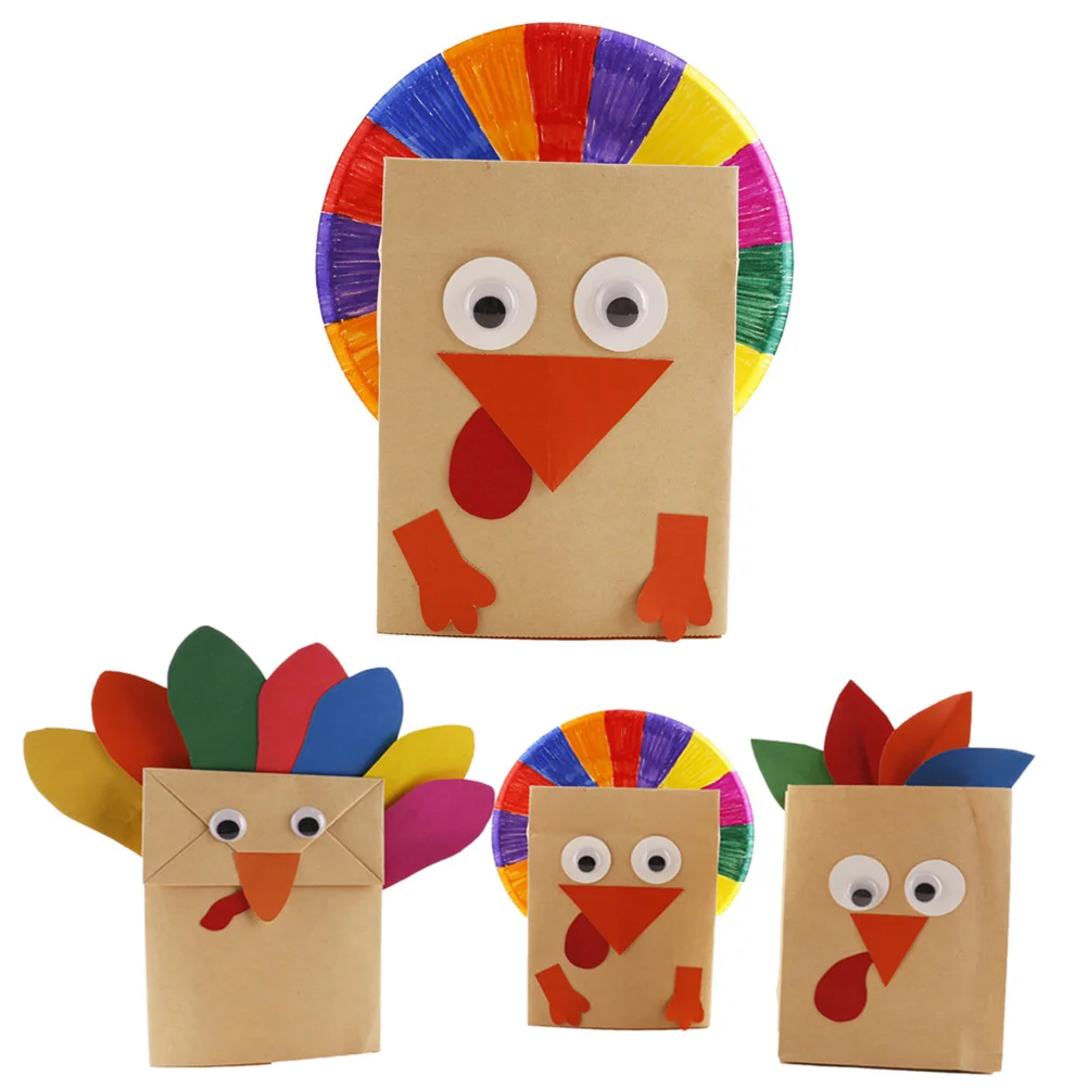 3 pçs ação de graças diy artesanato materiais turquia artesanal acessórios educativos para crianças decoração de mesa do jardim de infância