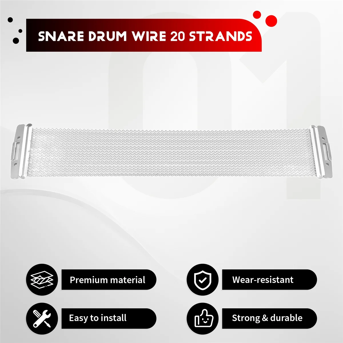 

AA85 Snare Wire Snare Drum Wire Strings Straps Snare Drum Accessories 20 Strands Steel for Snare Drums Replacement Part 13In