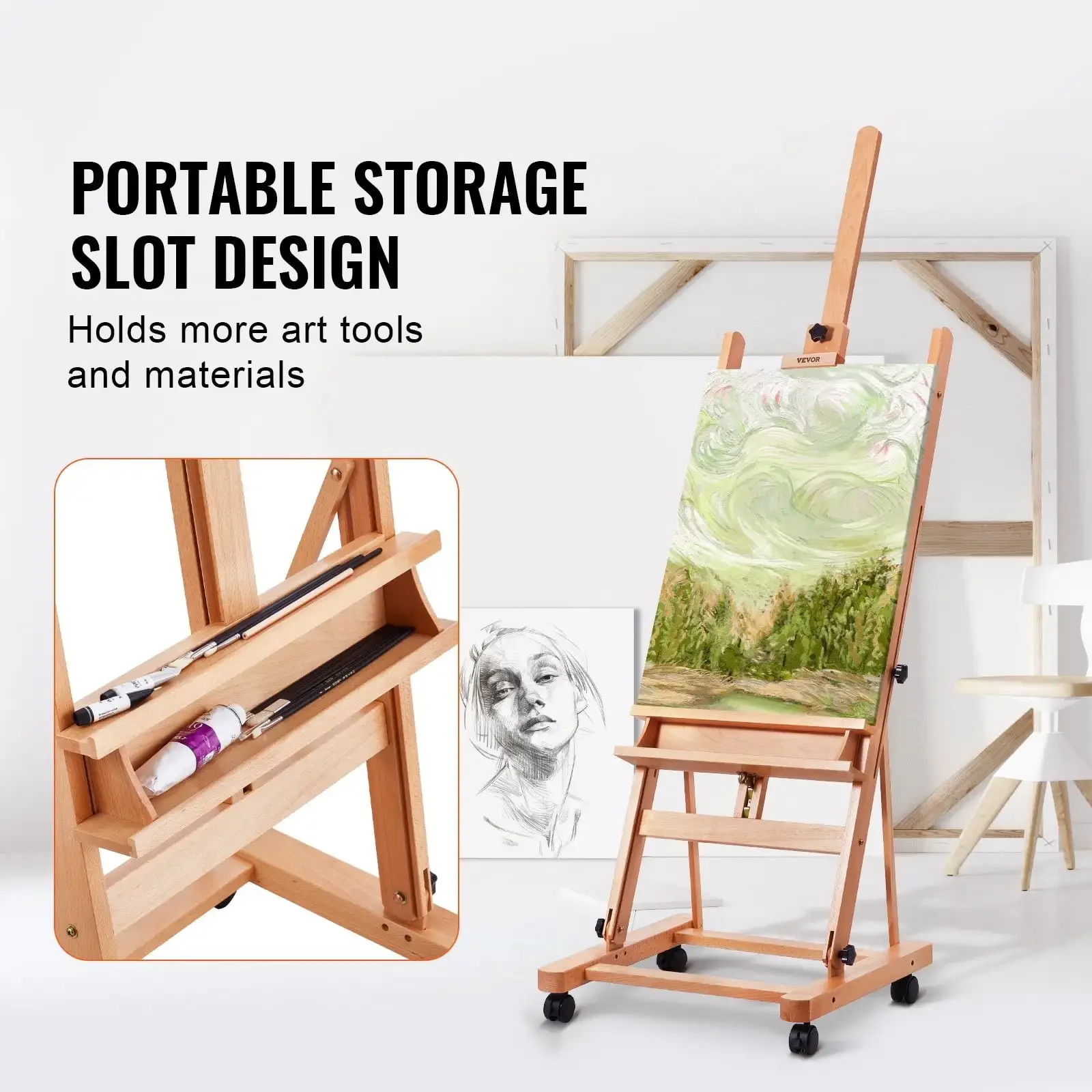 Studio H-Frame Easel Holds Canvas Art up to 48