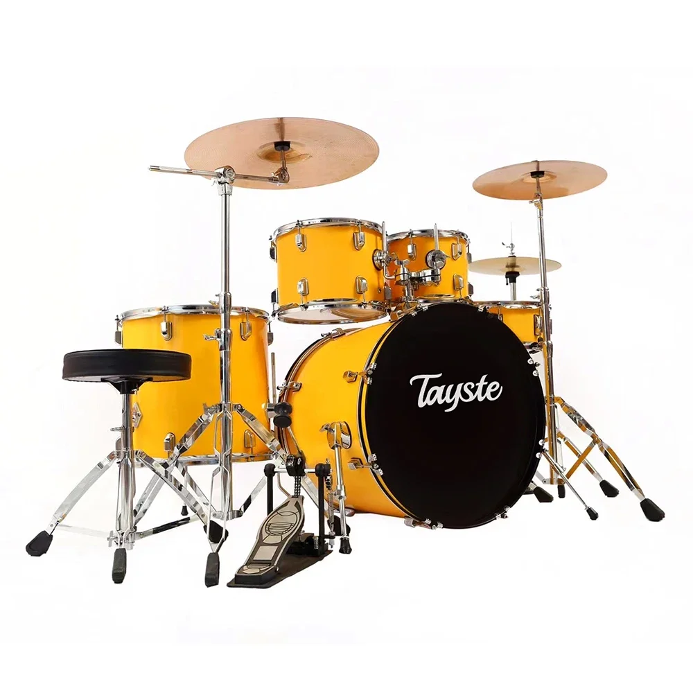 

Wholesale Made in China New Arrival High End Drum Set Many Colors 5 Toms 2 Cymbals Jazz Drum Kit