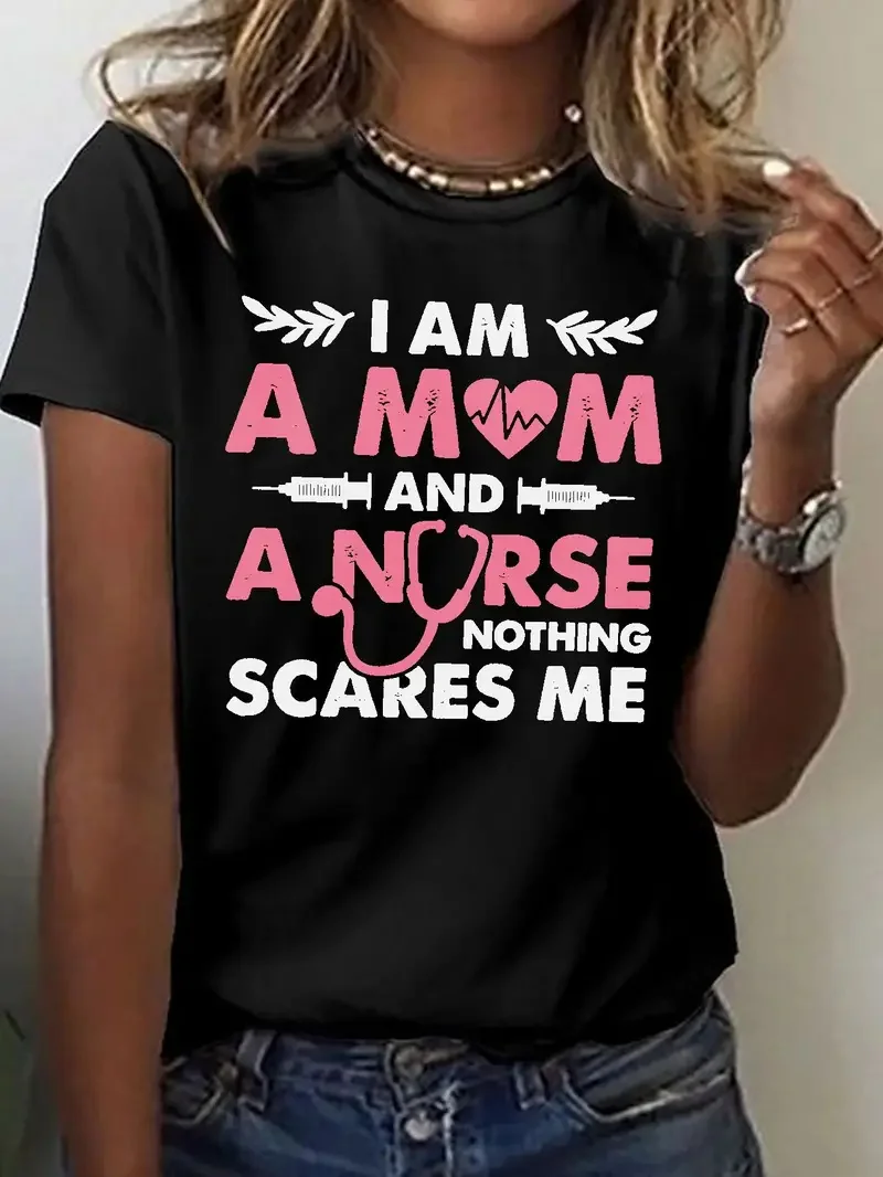 2024 New Good Moms Say Bad Words Letter Printed T-shirt Summer Casual Comfortable Round Neck Top Summer