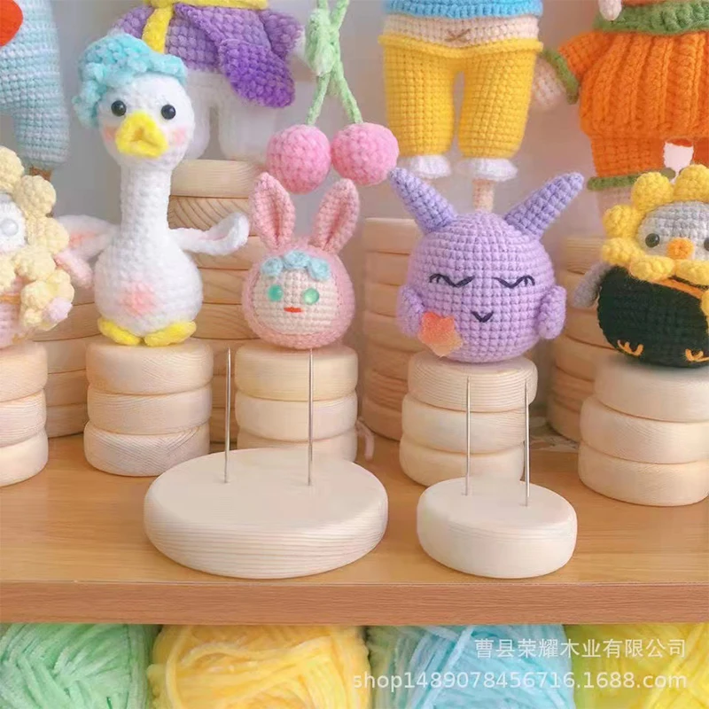 .Hot Sale.1pcs Display Stand Holder Crochet Stands Rack Support Storage Base Wooden Figure Animal Action Suppprt Base