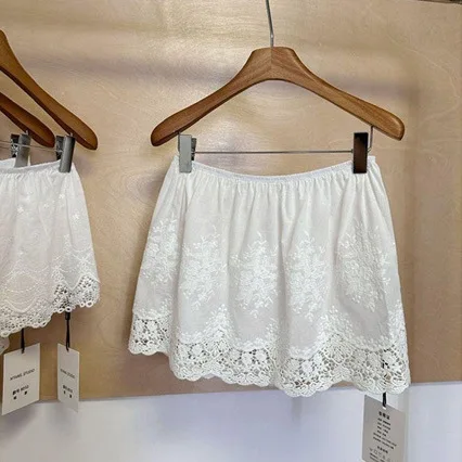 

Lace Bottom Skirt Women's New Elastic Waist Anti-light Stacking Short Skirt Children