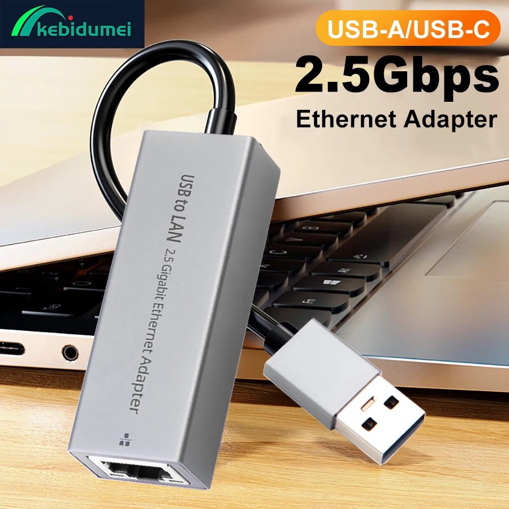 

Kebidumei 2500Mbps USB Ethernet Adapter 2.5G USB 3.0 USB C to RJ45 Network Card for Laptop PC USB Lan Adapter For Windows 7/8/10