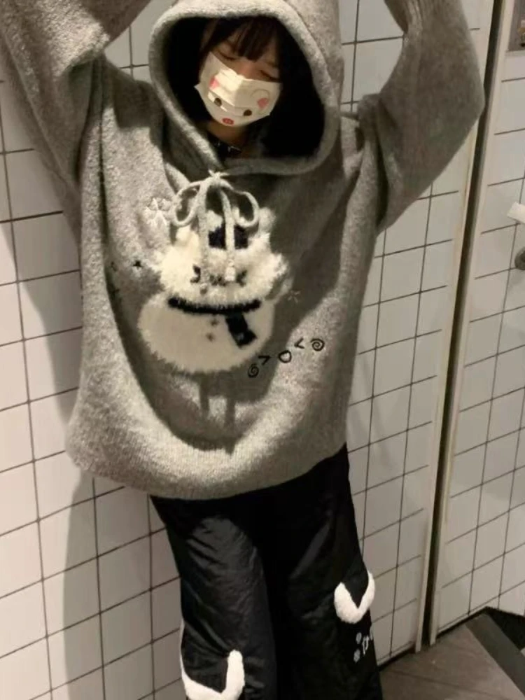 

2000-е годы японский Kawaii Y2k женская толстовка с длинным рукавом с принтом милый пуловер свитера зимние повседневные элегантные тонкие джемперы зимние