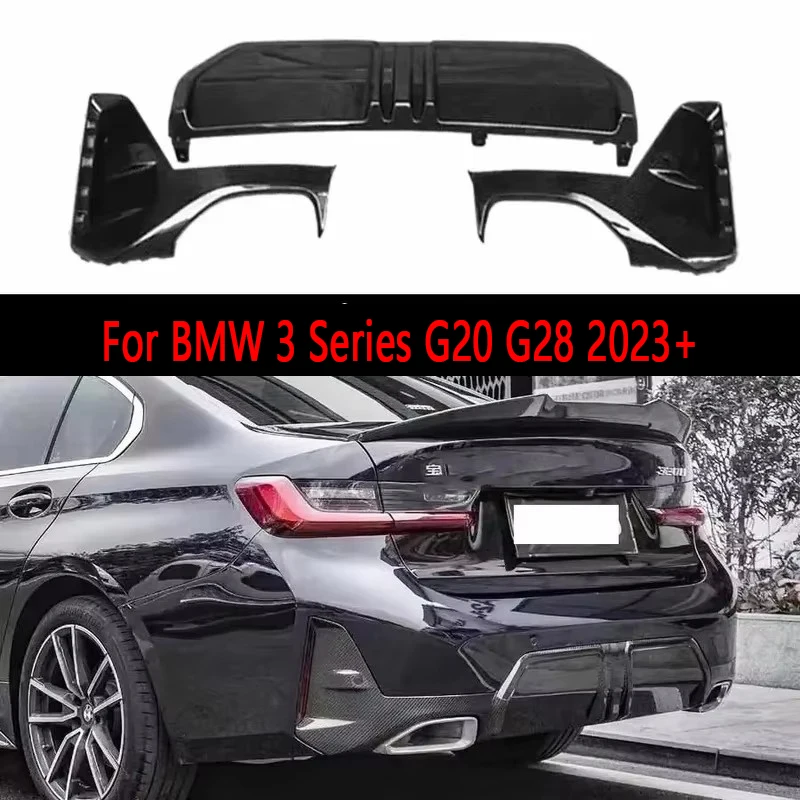 

For BMW 3 Series G20 G28 2023+ Carbon Fiber Car Rear Bumper Diffuser Rear Splitters Spoiler Back lip Car Accessories