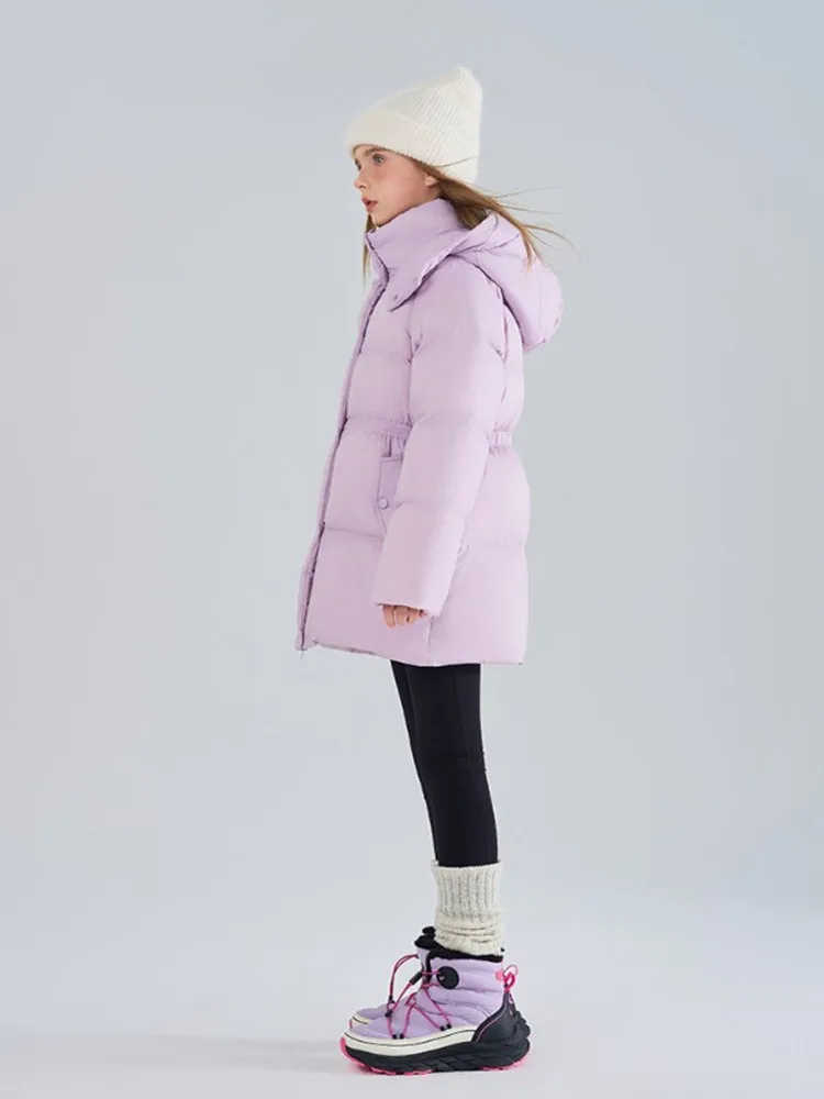 Mädchen Kapuzen-Pufferjacke, Winter, warm, dick, Parka, Kinderjacke mit Kordelzug in der Taille, Daunen-Baumwolljacke, Kinder-Oberbekleidung, Lila, A5115 – Detail 8