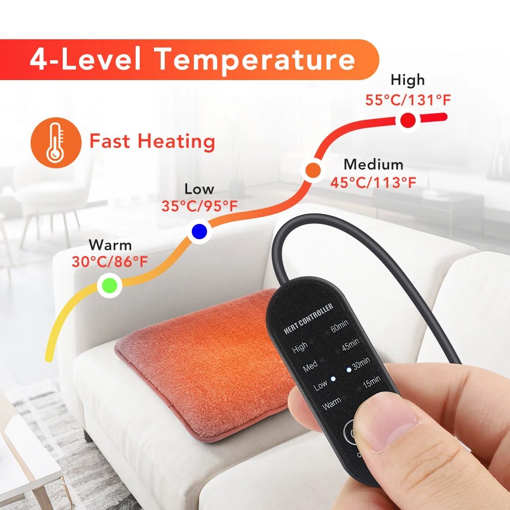 USB Heated Seat Mat Pad Electric 4 Temperature Setting Winter Seat Heater Cushion Car Home Office Portable Cold Resistant Warmer