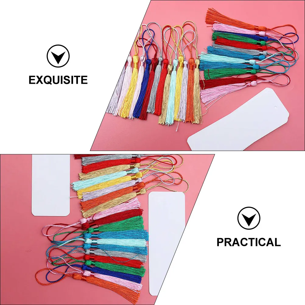 

48Pcs Paper Blank DIY Bookmarks Tassel Graffiti Craft Tags DIY Gift Labels for Reading Students Craft Making Graduation Gift