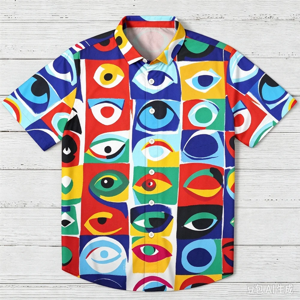 Funny Cartoon 3D Print Men's Oversize Shirts Casual Hawaiian Shirt For Men/Women Beach Short Sleeve Button Blouse