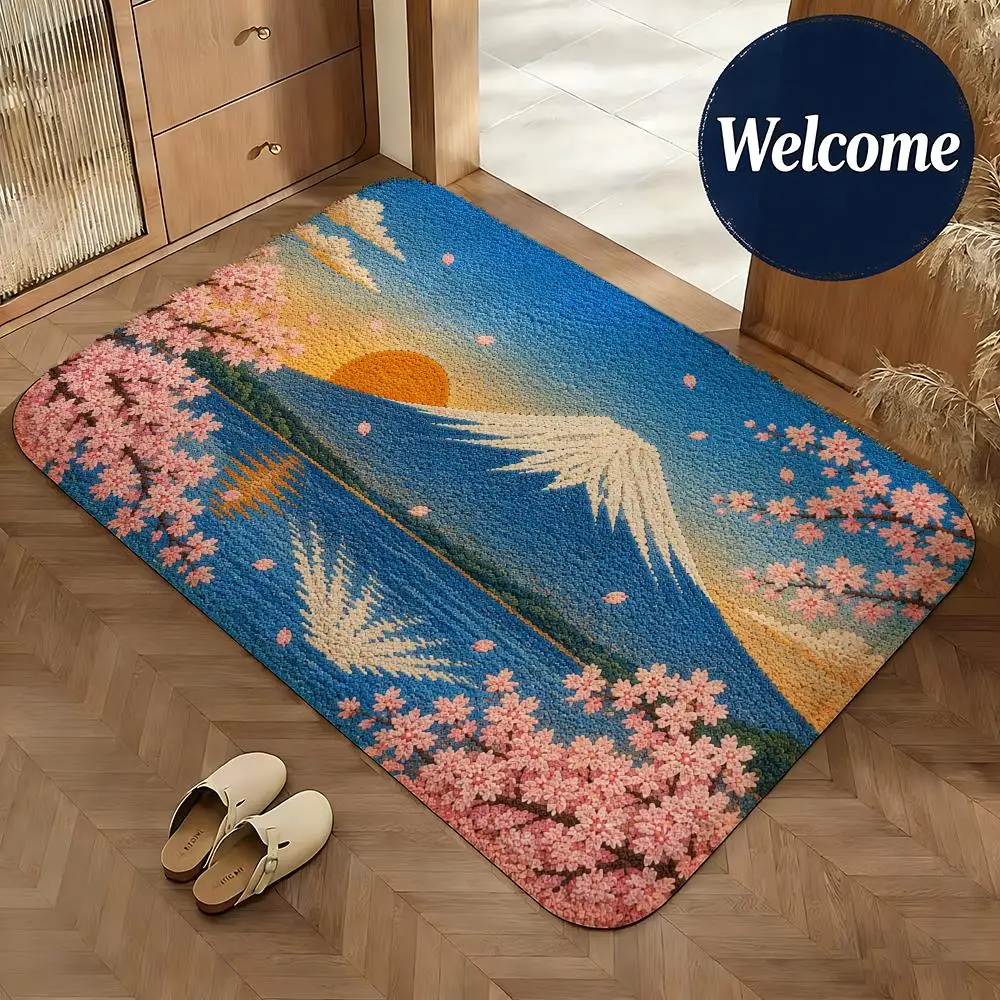 Torii Cherry Floor Mat Non-Slip Absorbent Doormat Bathroom Bedroom Home Decor Rug