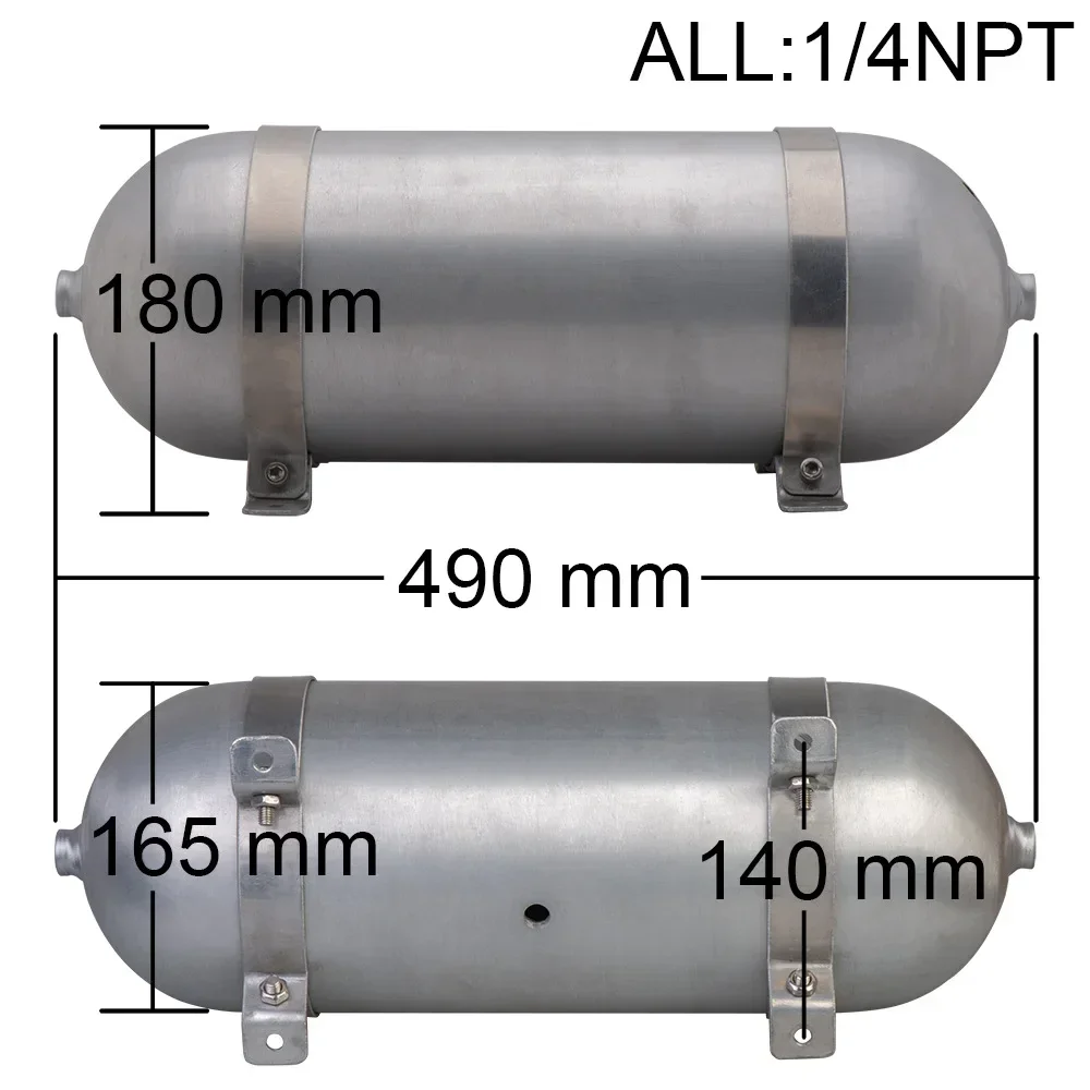 Automotive Air Storage Tank 1/4NPT Large Capacity Aluminum Torpedo Air Suspension image 5