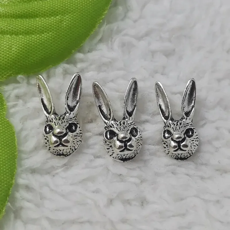 150 Stück antiksilberfarbene Kaninchen-Anhänger, 23 x 17 mm, für Armbänder, Schmuckherstellung, DIY – Detail 1