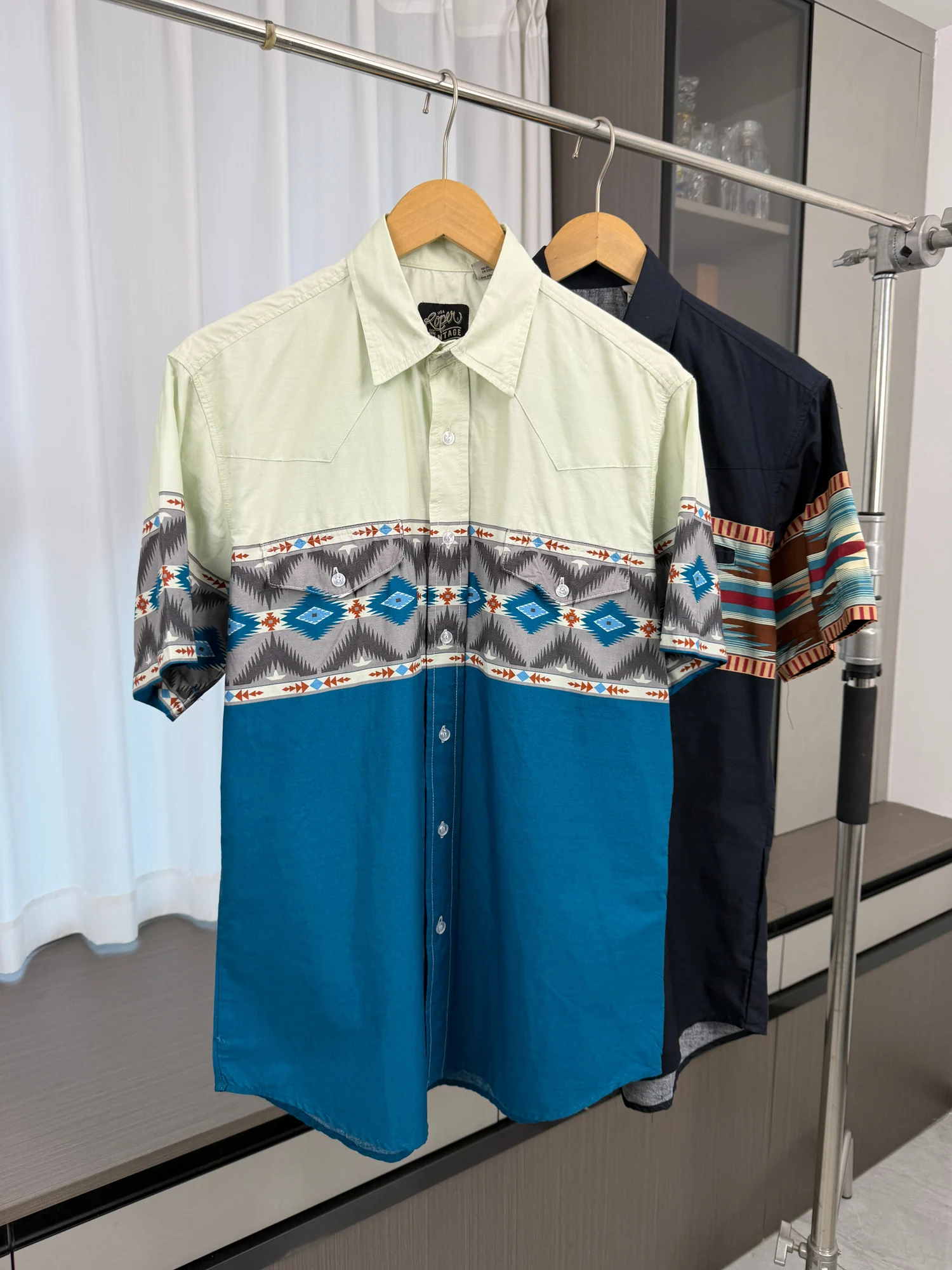 North America Western Style Men's Printed Short Sleeve Shirt Breathable Moisture Wicking  Summer Casual Fashion Urban Wear