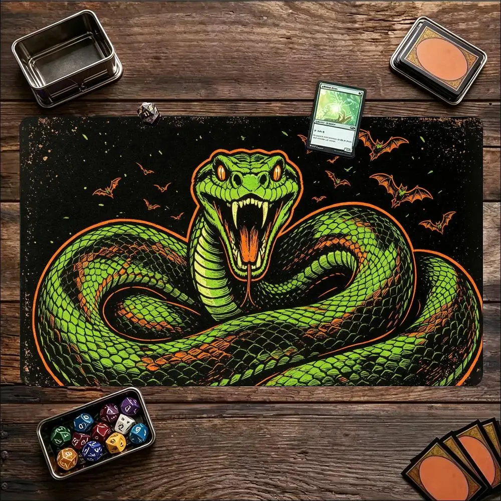 Neon Dark Roaring Bear Large Game Mat Non‑Slip Rubber Playmat Retro Wild Beast Art for Trading Card Tabletop Hobby Table Decor