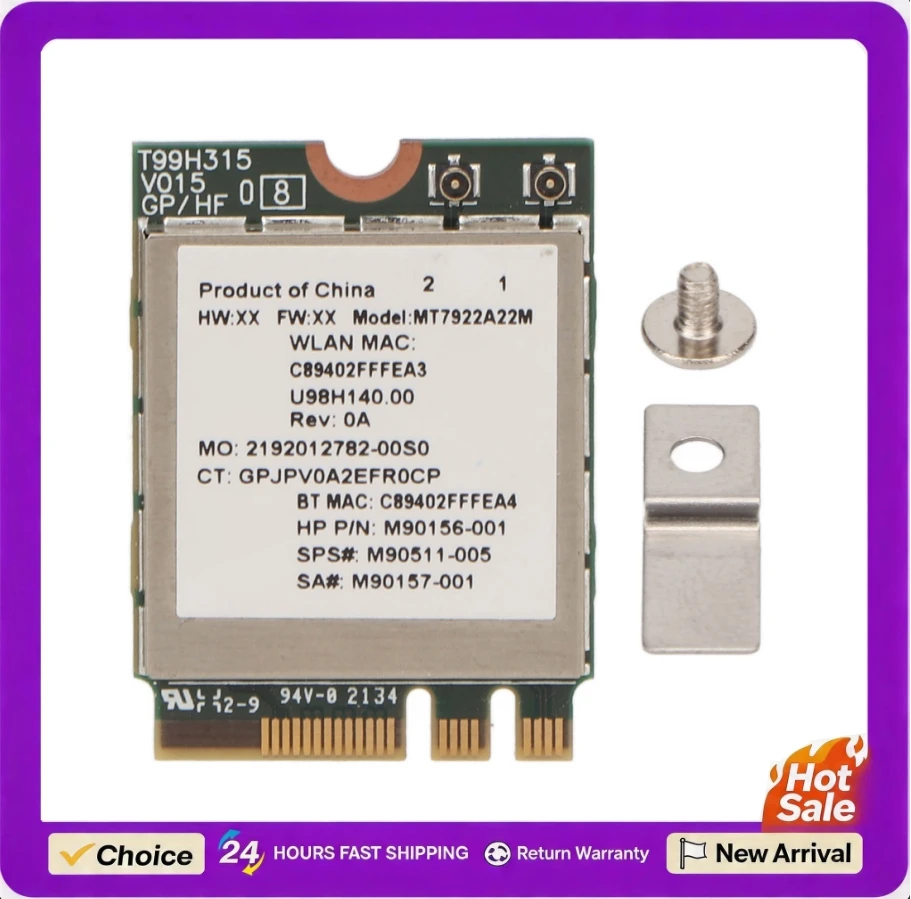 M.2 Network Card WiFi 6E Wireless Network Card 2400Mbps Gigabit High Speed 2.4G 5G 802.11AX M.2 NGFF Bluetooth 5.2 NIC Adapter
