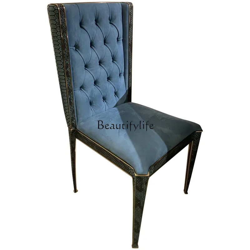 

Italian Suite Villa Restaurant Luxury Chair Simple Iron Art Hotel Light Luxury Back Chair