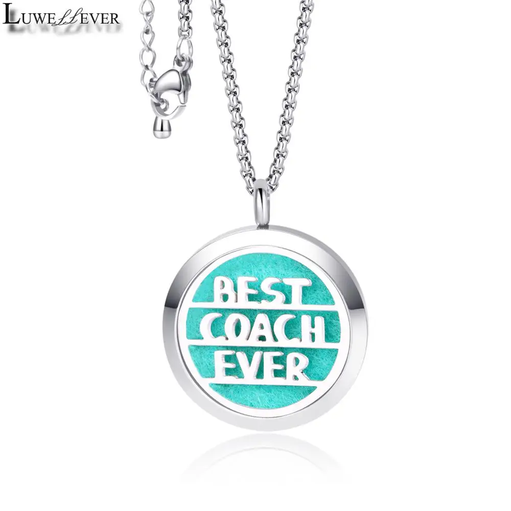 All Stainless Steel Sports US Football Air Freshener Perfume Oil Diffuser 30mm Locket Jewelry Pendant Necklace For Women