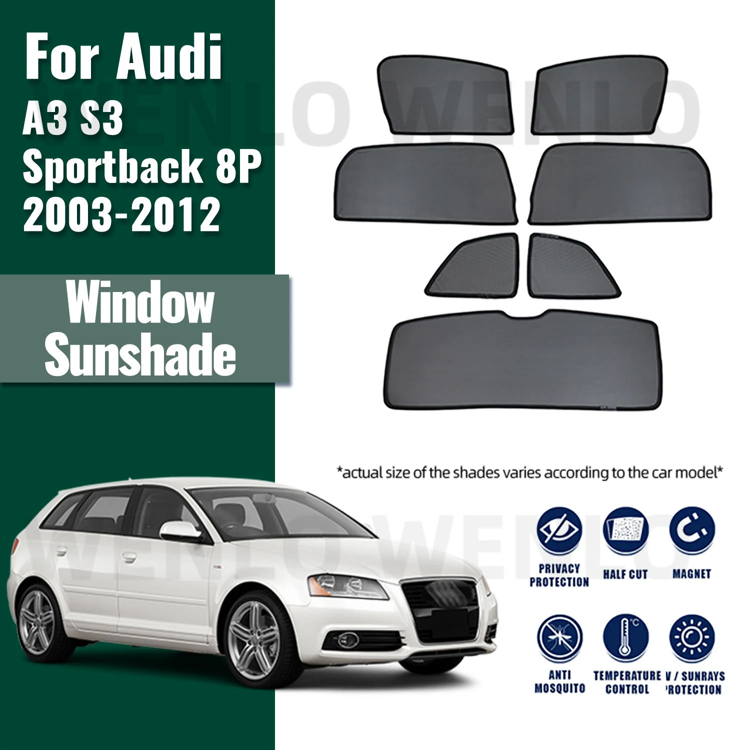 

For Audi A3 S3 8P Hatchback 2003-2012 Car Sunshade Shield Front Windshield Curtain Rear Side Baby Window Sun Shade Visor