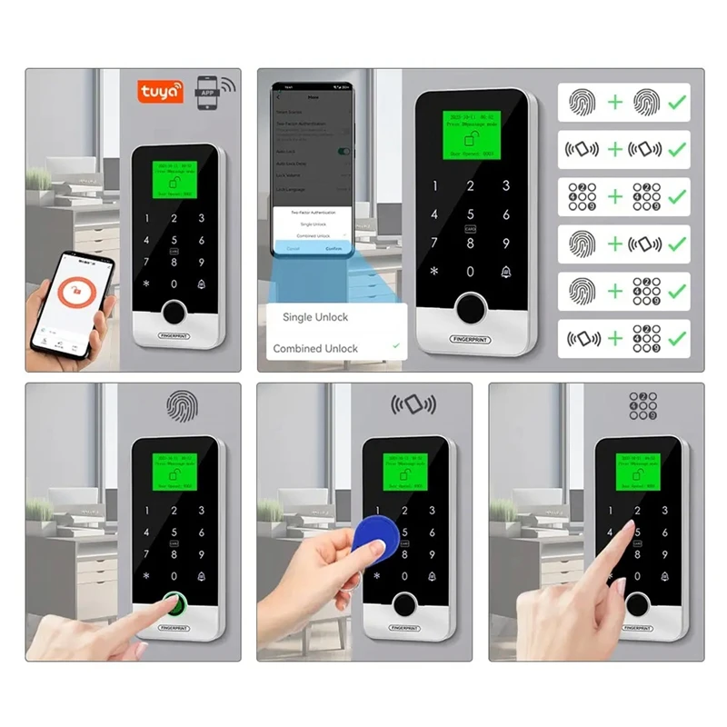 HOT-Bluetooth Tuya APP Smart Fingerprint RFID Access Control Keypad Touch IP65 Waterproof 13.56Mhz Door Opener