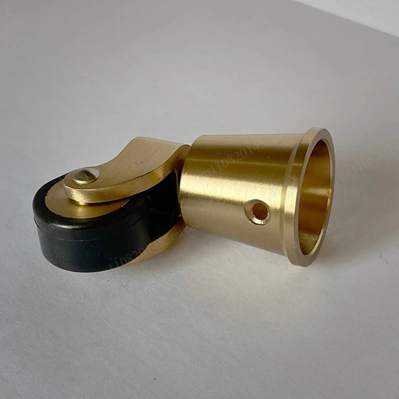 4PCS Vintage Brass Swivel Cup Casters 31mm OD with Black Rubber Ring Furniture Replacement Round Caster Wheels