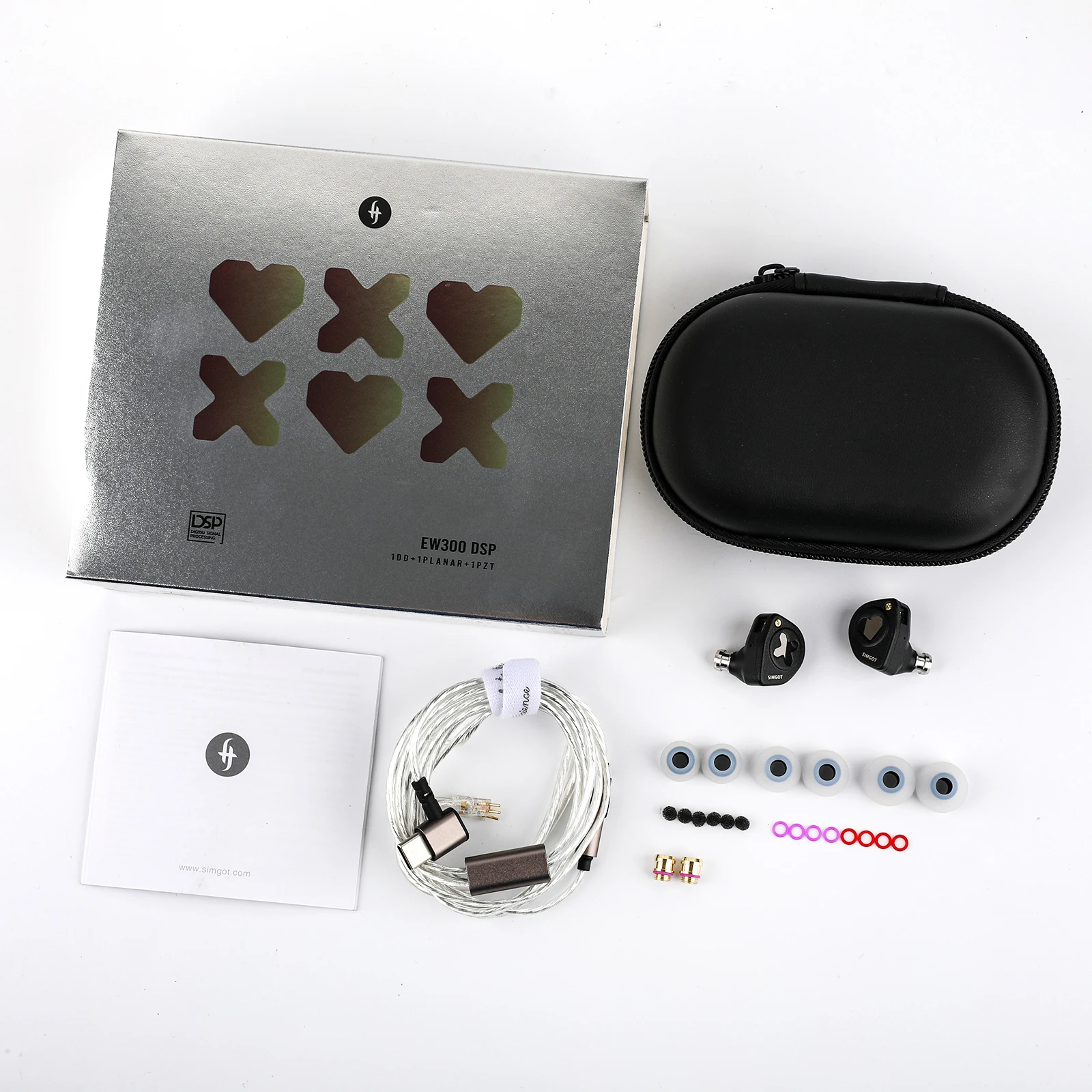 SIMGOT EW300 DSP 1DD + 1 Planar + 1PZT Controlador híbrido Monitor intrauditivo Auriculares con cable IEM con cable DAC IEM incorporado