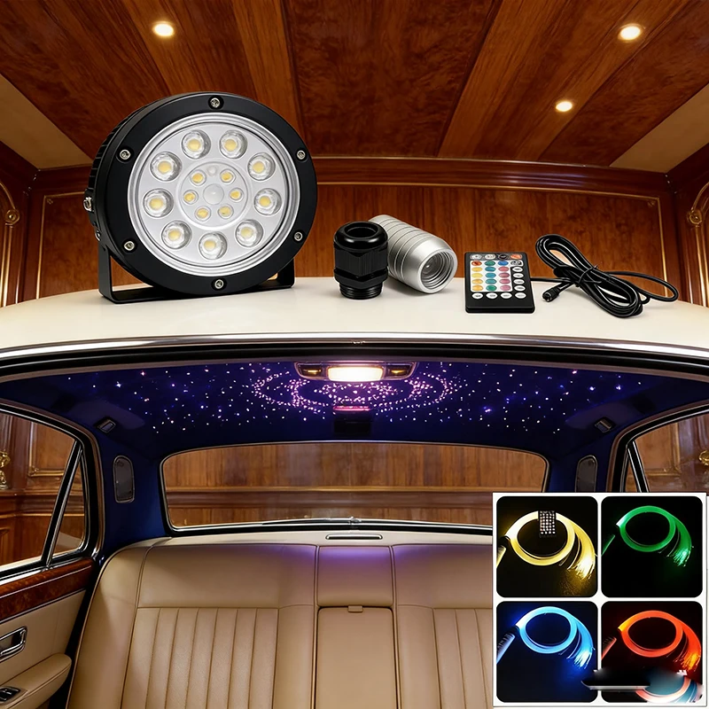 Smart Fiber Light engine RF control Optic car Optic Lighting Cable Starry Effect Ceiling Lights silve lamp RGB LED 6W Multiple