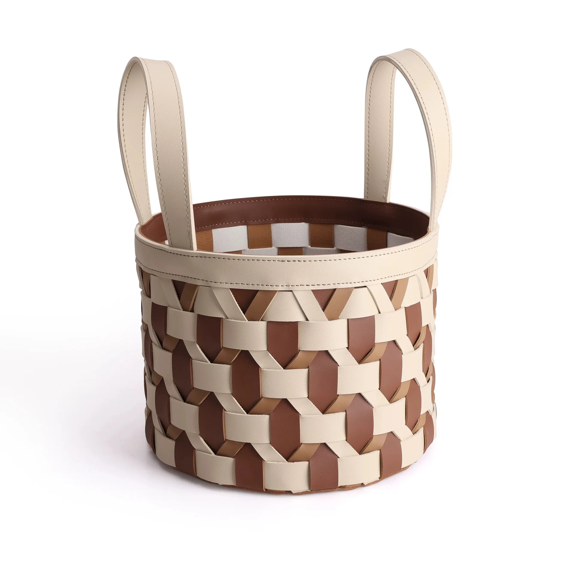 

Leather Saddle Leather Handwoven PortableBasket Cloakroom Soft Decoration Design Light Luxury Saddle Leather Internet celebrity