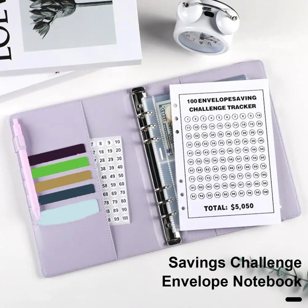 Management Binder Water-resistant Binder with 100 Envelopes Money Saving Challenge Tracker Cash Envelopes Binder for Planning