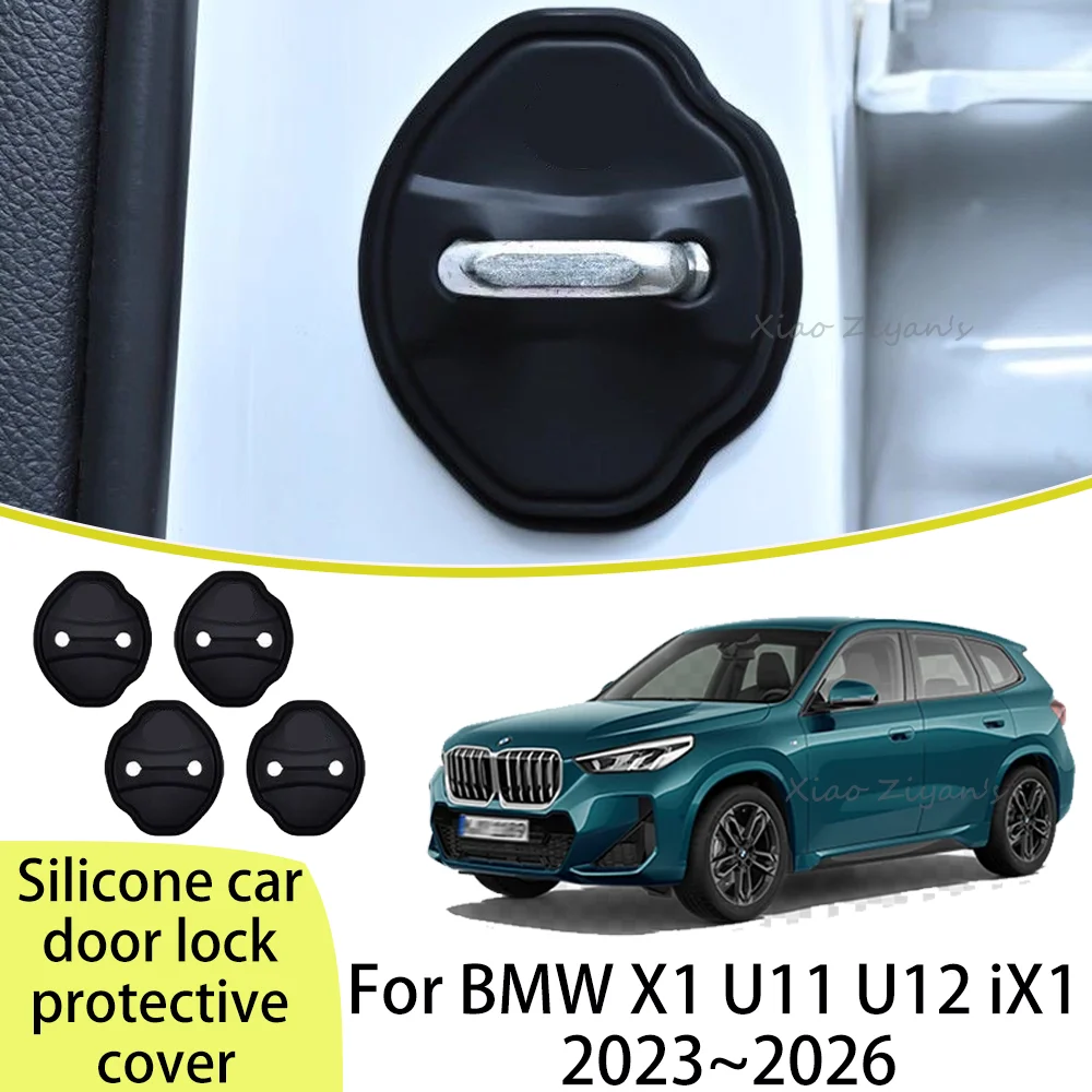 For BMW X1 U11 U12 iX1 2023~2026 2024 2025 Car Door Lock Cover Dustproof Rustproof Buffer Shock Absorption Protec Accessories