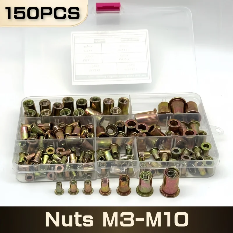 Заклепка-гайка + пистолет для заклепок с ручной резьбой BT605 M3-10 с двойной вставкой, ручной заклепочник, пистолет для заклепок, инструмент для заклепок, 150 шт.