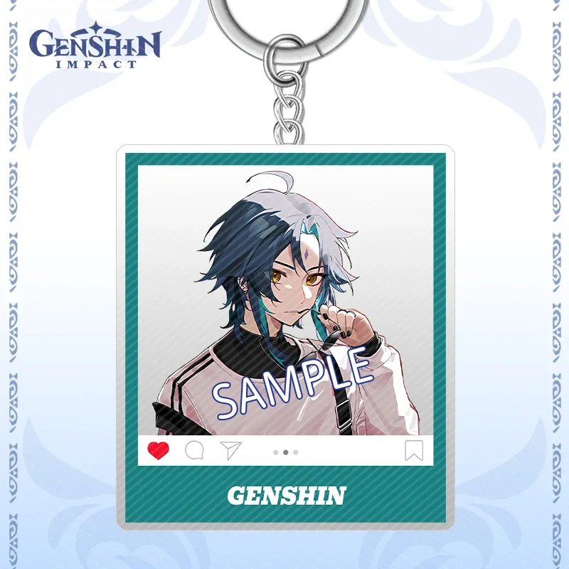 Anime Genshin Impact Kamisato Ayato Xiao Cosplay Through Card Key Chain Fashion Collection Acrylic Pendant  Ambitus