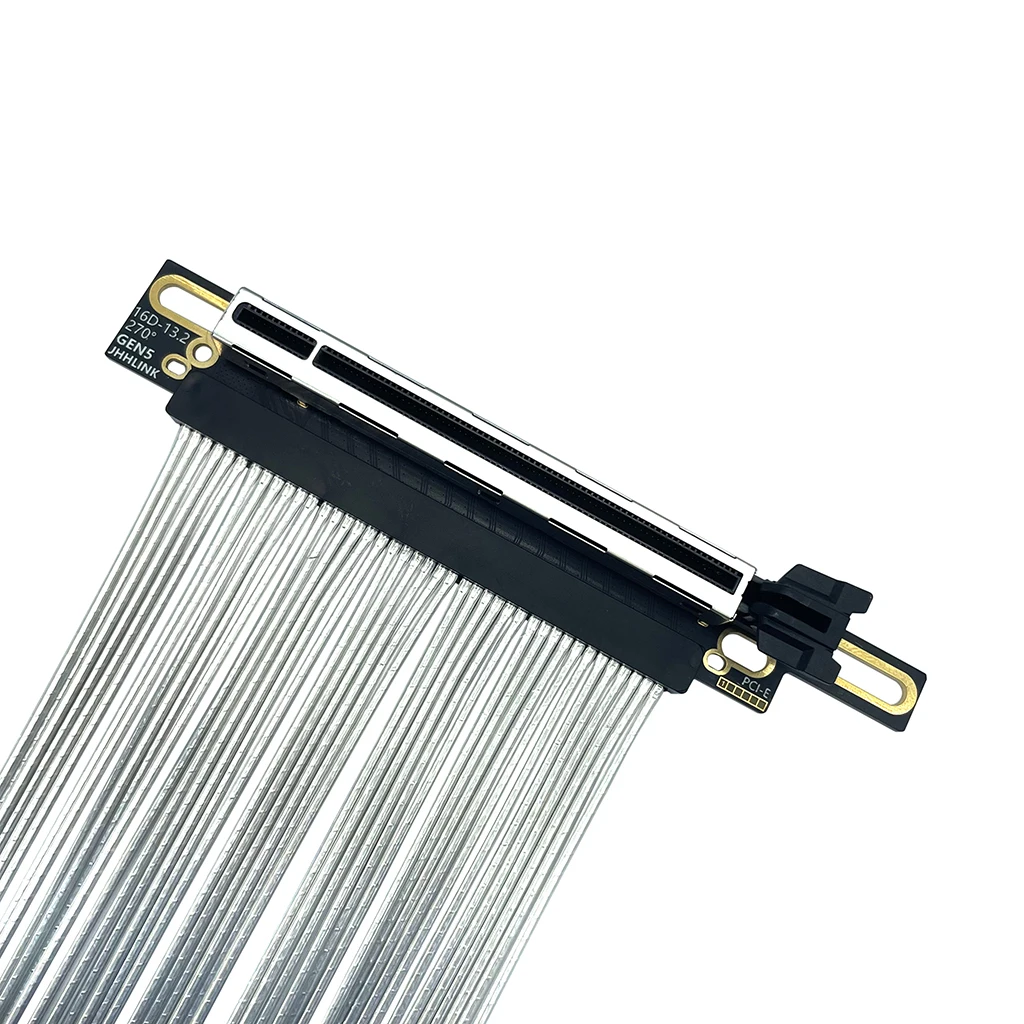 

PCIe 5.0 X16 Graphics Card Extension Cable Silver Plated GPU Cable PCI-E 5.0 GEN5 64GT\S Bidirectional Bandwidth 270°