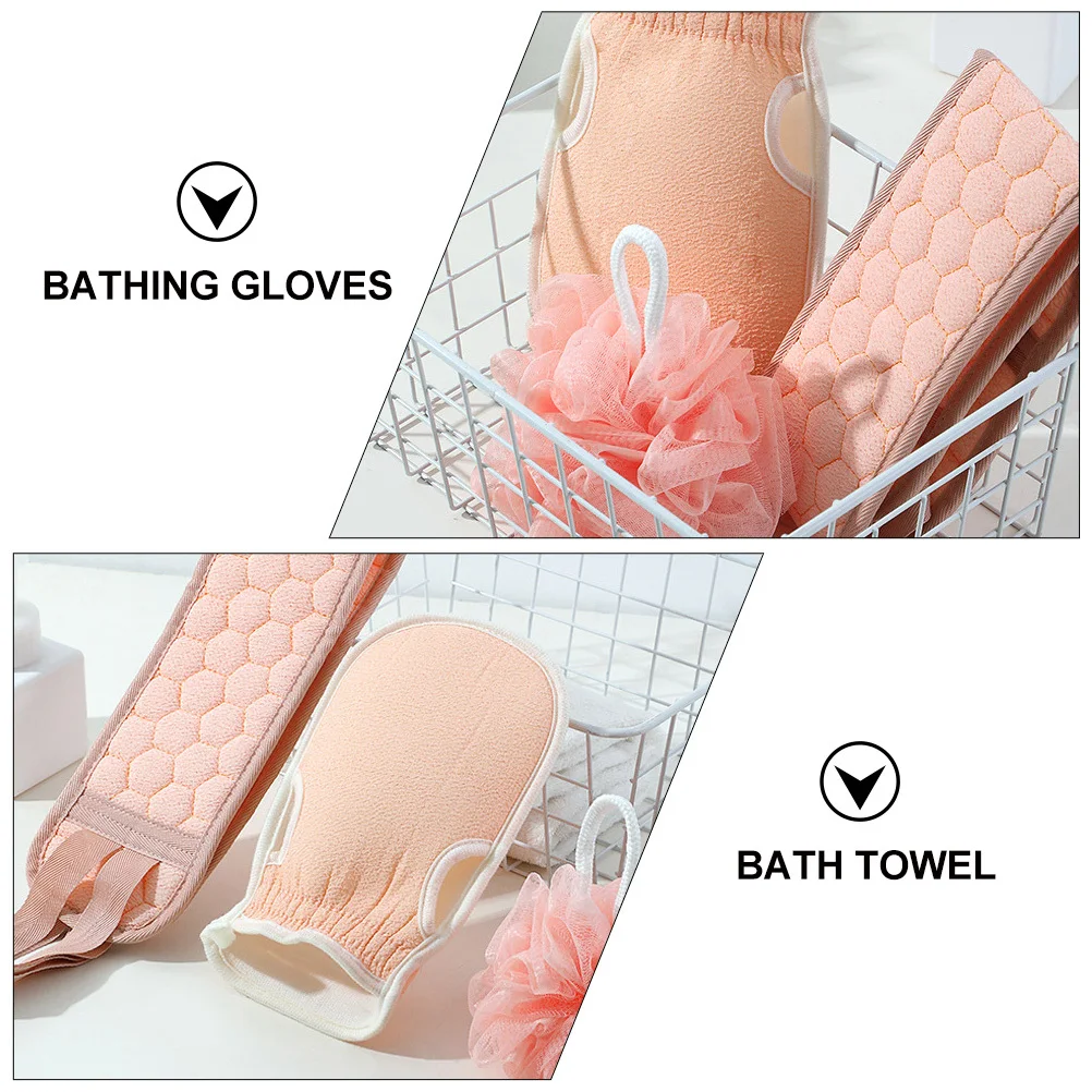 

1Set Bath Exfoliating Glove Set Safe Skin Material Shower Scrub Scrubber Cleaning Strip Bathing Tool Bathroom