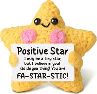 Funny Crochet Star Doll Ornament Home Room Decoration Handmade Knitted Positive Energy Star Doll With Card Christmas Party Gifts