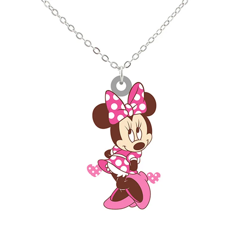 Disney Anime Mickey Mouse Necklace Kawaii Minnie Jewelry Accessories Plastic Pendant Children Woman Necklace Gifts