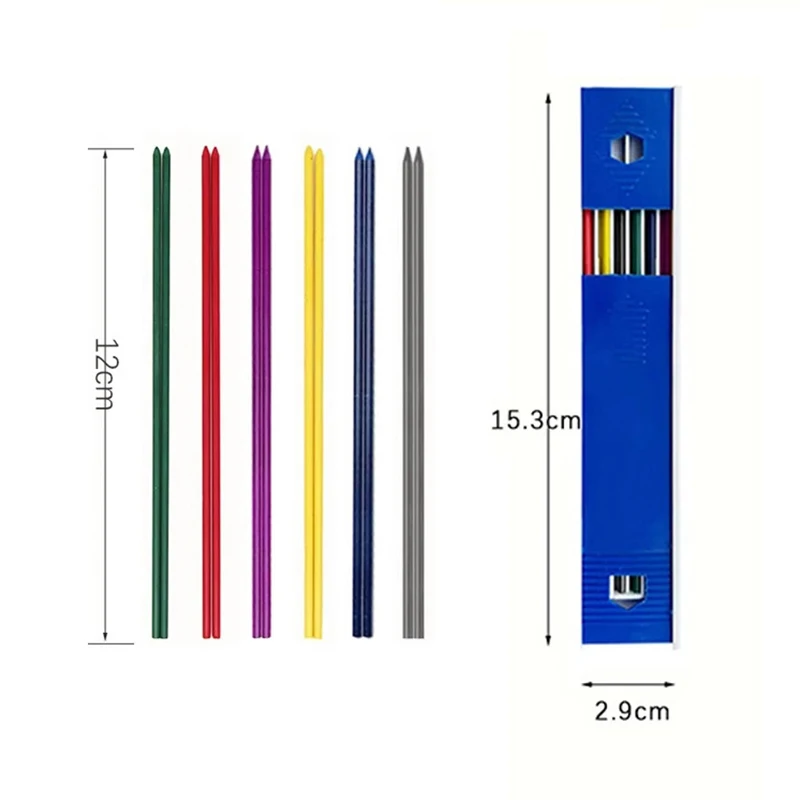 12 ชิ้น/เซ็ต 2B อัตโนมัตินักเรียนดินสอ 2.0 มม.ตะกั่วสีเติม Sketch โรงเรียนเครื่องเขียน