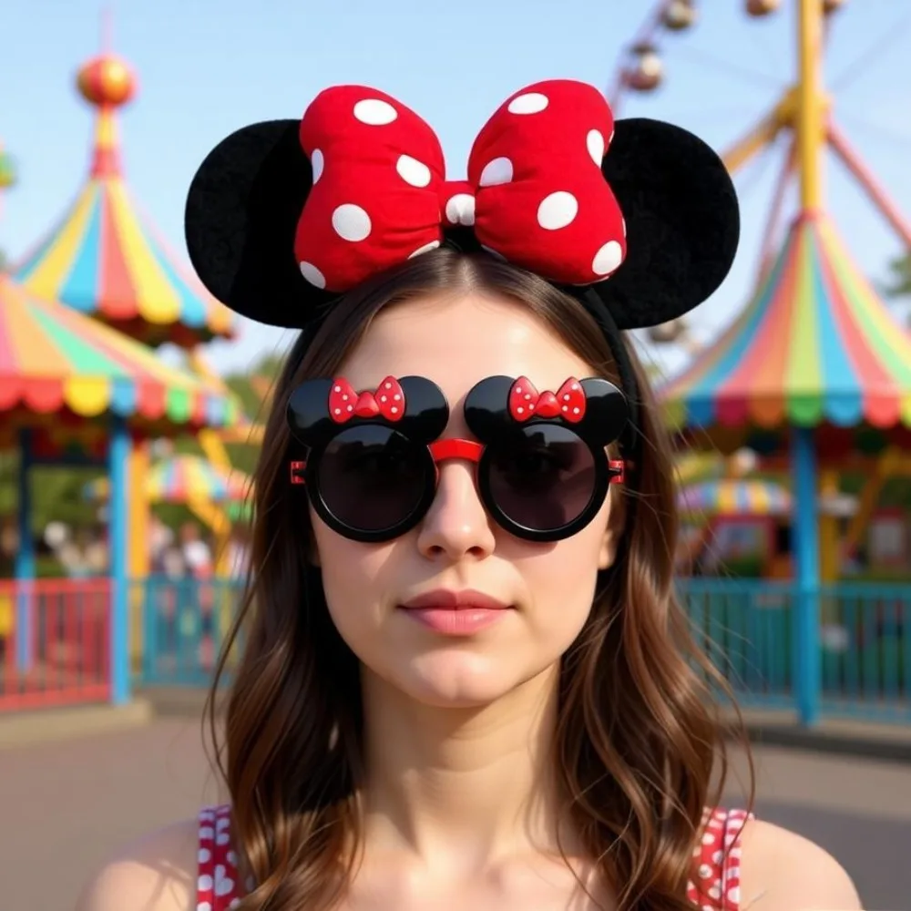 

2pcs Mouse Ears Headband for Women and Girls Polka Dot Bow Ears Glasses Costume Accessories Hair Hoop Party Headwear