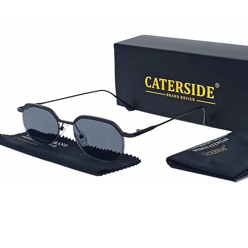Caterside New Retro Small Frame Sunglasses Men's Polygonal Lenses Sun Glasses Women Business Travel Party Eyewear Summer Style