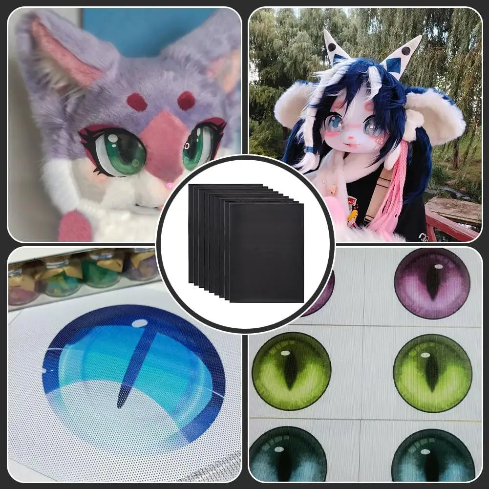 

10 Sheets Plastic Eye Mesh PVC Waterproof Breathable Printable for DIY Mask Making Cosplay Fursuit Craft Supplies