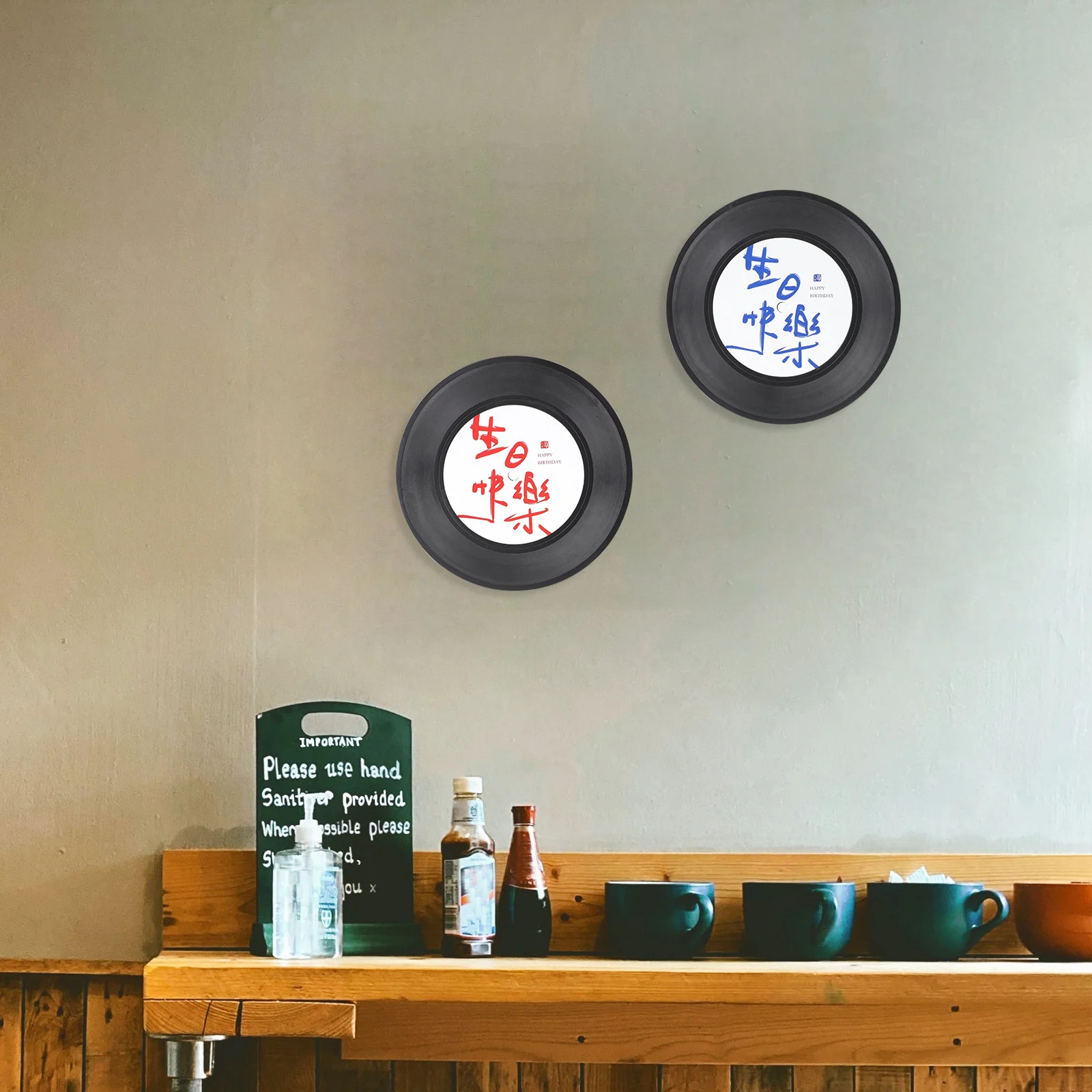 

2pcs Black Vinyl Record Wall Decor Vintage Reusable For Birthday Party Disco Theme Home Decoration Retro Wall Ornament