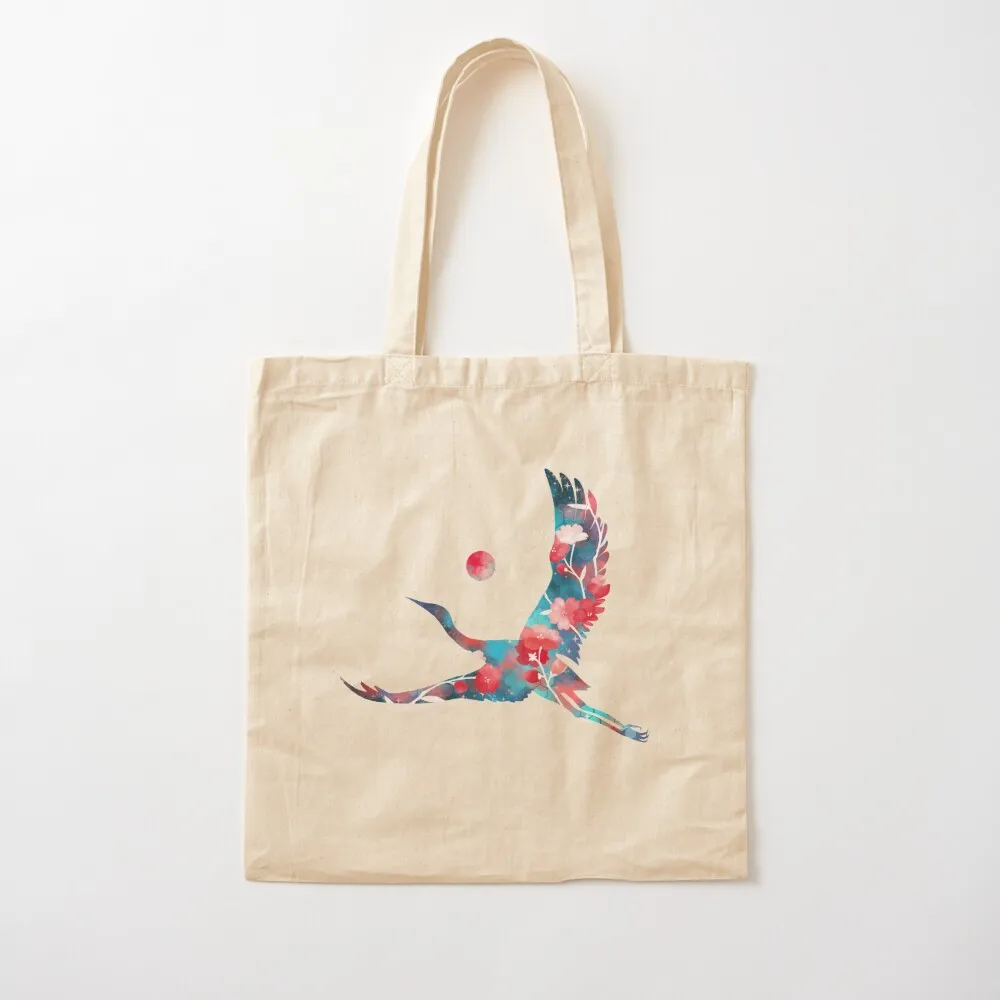 

Japanese Crane Sakura Aesthetic (on black) Tote Bag sac pour femme cute tote bag hand bag ladies Cloth bags