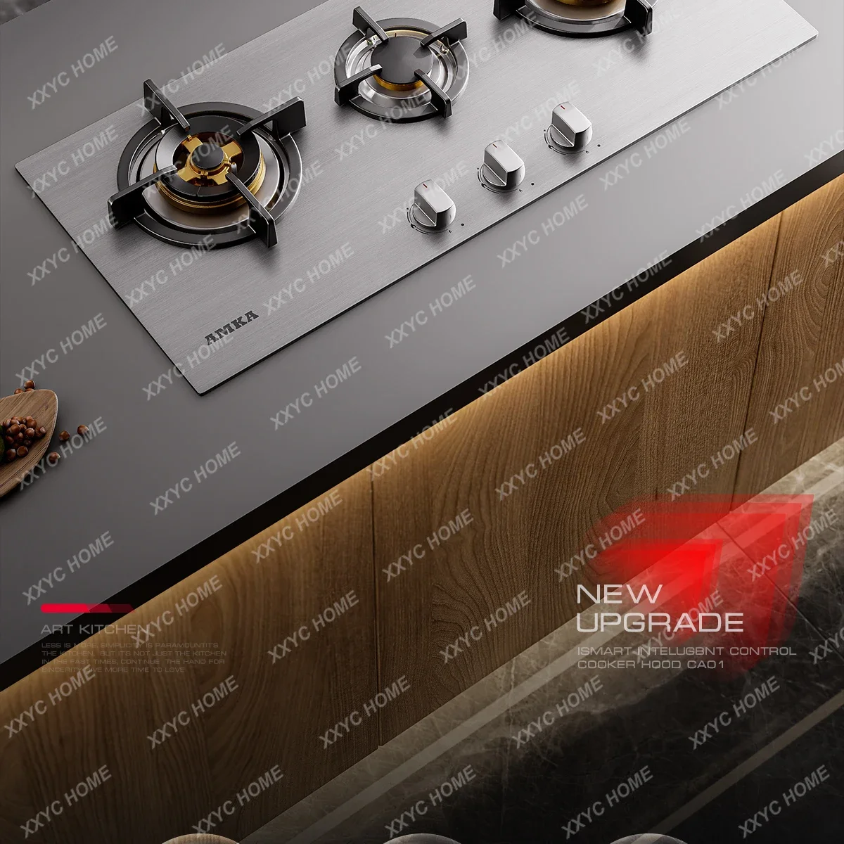 AAStainless Steel Gas Three-eye Stove Embedded Household European Multi-head Gas Stove Three-head Natural Gas