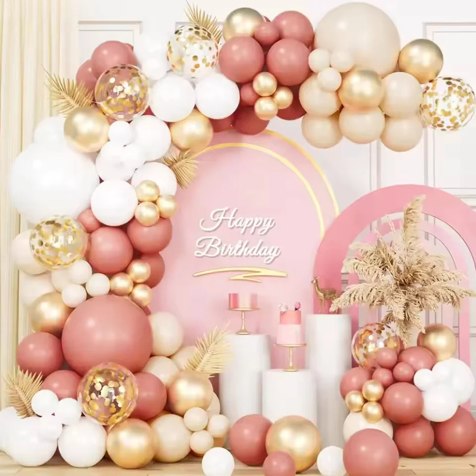 112pcs Boho Balloons Garland Arch Kit Blush Pink Nude Rose Gold for Baby Shower Wedding Birthday Party Decorations view 6