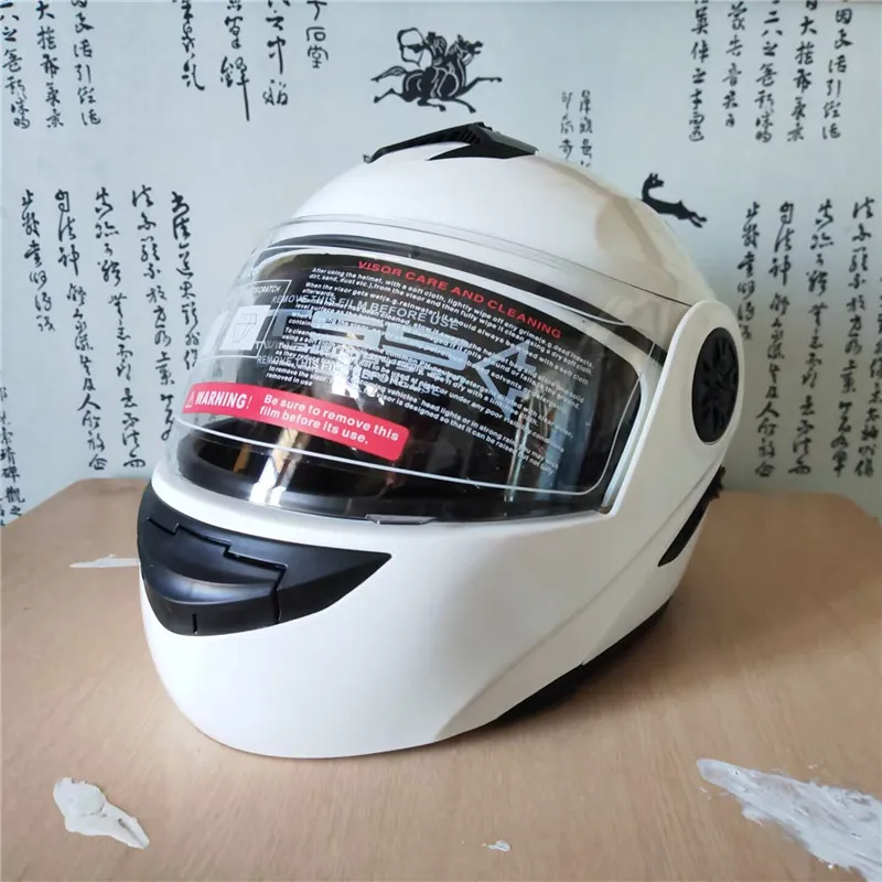 Flip Up Motorcycle Helmet Motocicleta Casco Helmets Motocross Racing Helmet M L Xl Gloss White