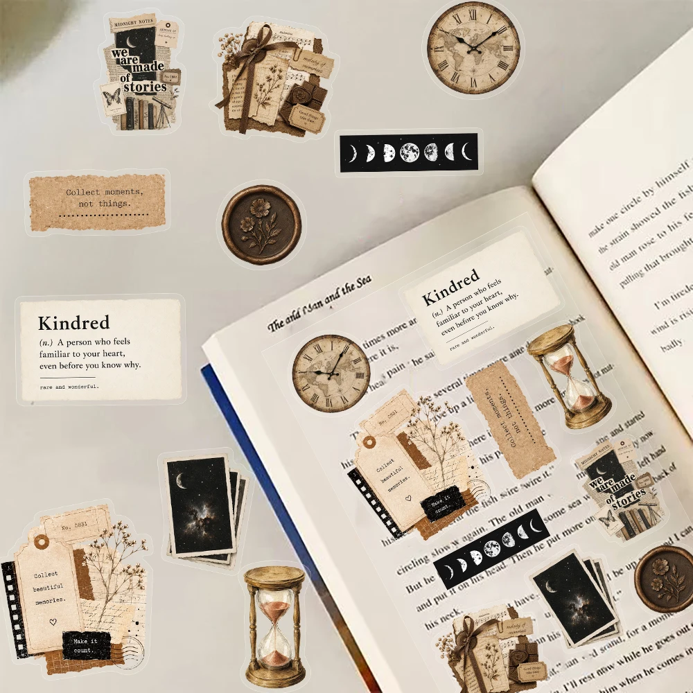 8PCS Retro Style Accounting Film Collage Harajuku Phone Coffee Fridge Bar Home Home Decoration Material Notebook Stickers