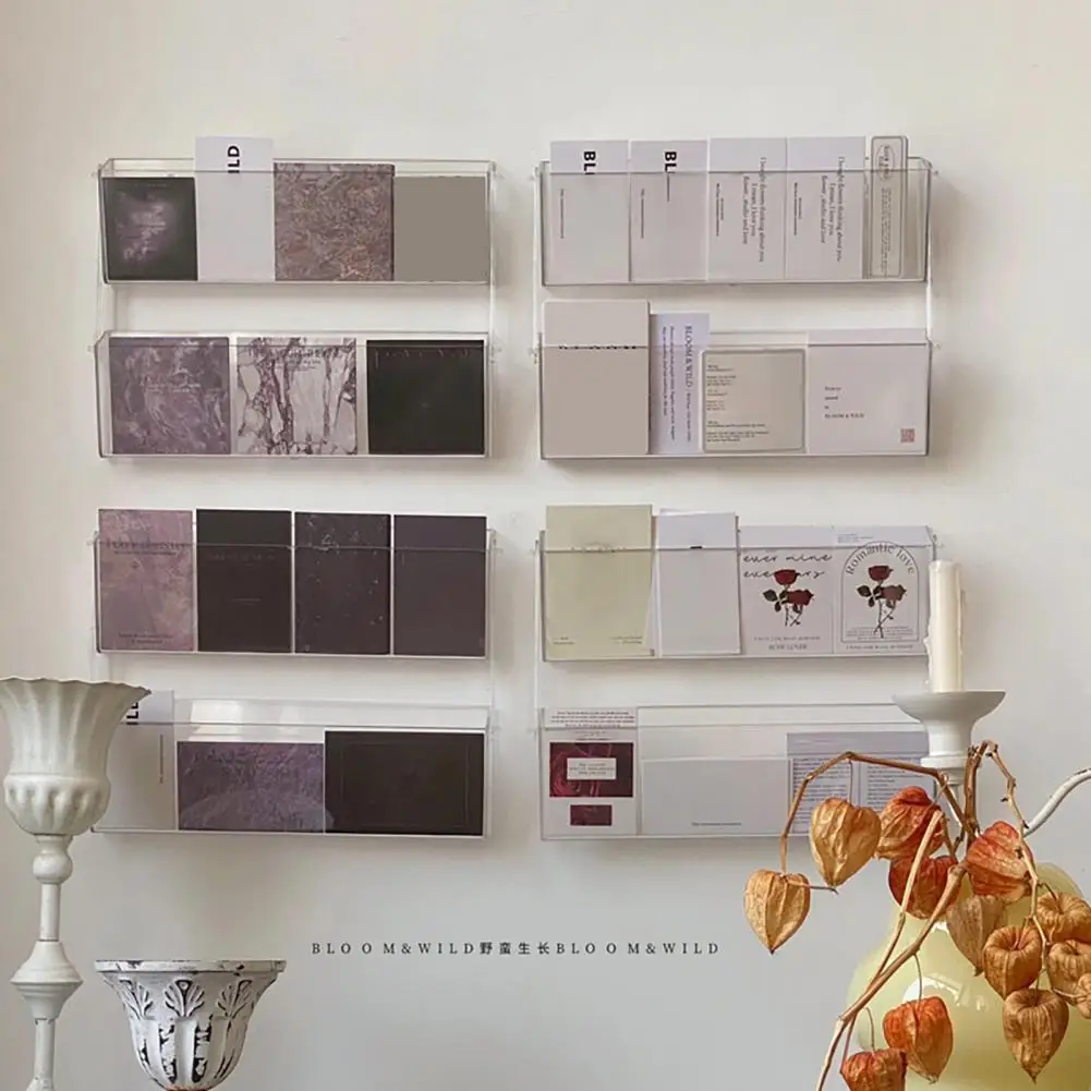 Storage Rack Acrylic Card Storage Rack Transparent Wall-mounted Acrylic Brochure Holder with Capacity for Easy for Pamphlets