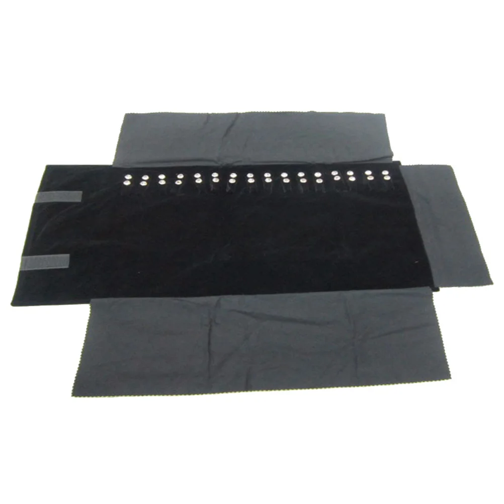 Jewelry Roll Bag Black Earrings Necklace Ring Organizer Travel Storage Pouch Jewelry Packaging Display Tool