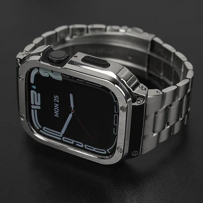 

For Apple 3/2/1 Protective Case Watch Stainless Steel Case S11 Metal Strap Anti-drop Integrated Advanced Protective Case
