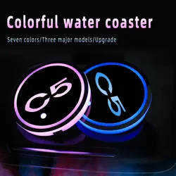 Car Logo Led Atmosphere Light 7 Colorful Cup Luminous Coaster Holder For Citroen C5 2004 2005 2007 2008-2019 Auto Accessories